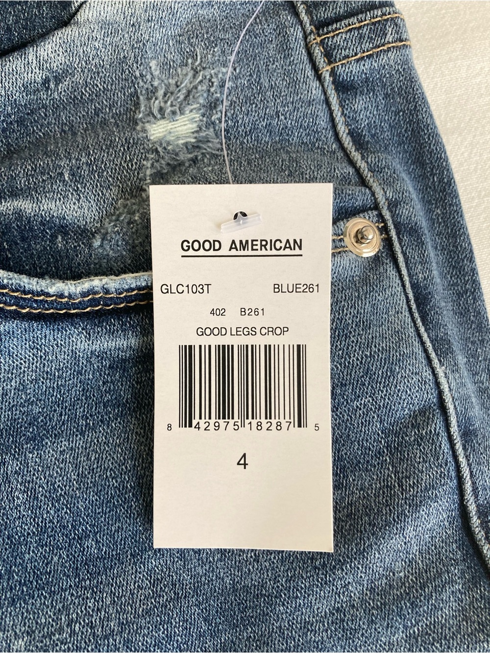 GOOD AMERICAN Good Legs Crop Blue261 sz 4 - Picture 7 of 9